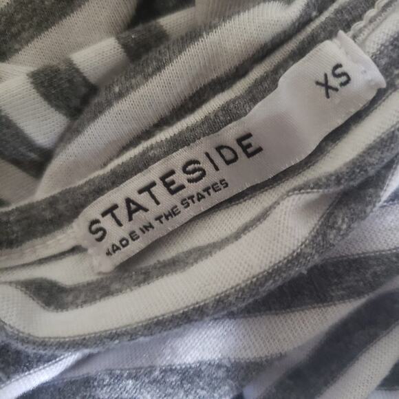 Stateside Striped Tee Gray Crewneck Side Tie T Shirt Top Short Sleeve Size XS - Picture 9 of 12